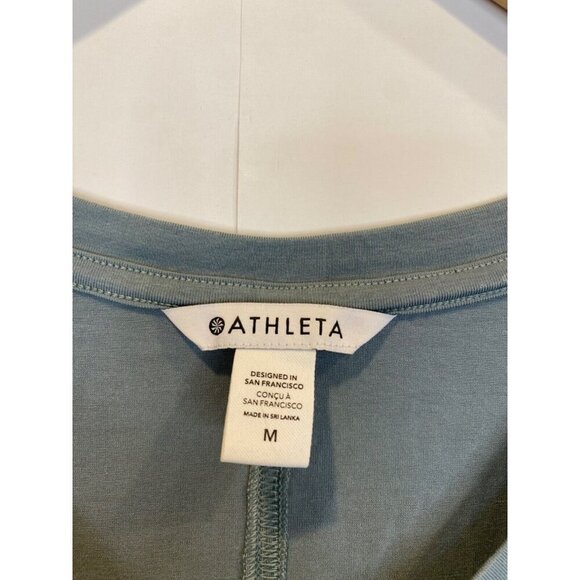 Athleta Medium Sage Green Embody Twist Front Top Crop Length 3/4 Sleeves - Picture 3 of 6